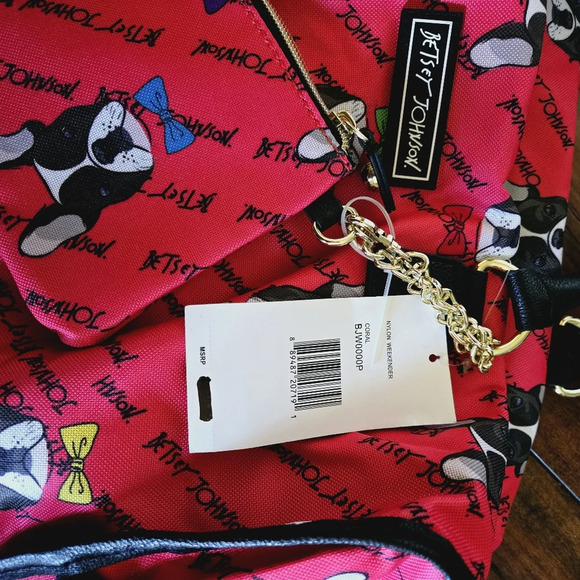 Betsey Johnson French Bulldog Weekender Duffel Travel Zip Carry-on Nylon Bag - Picture 14 of 15